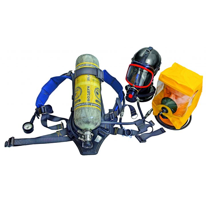 Дыхательный аппарат со сжатым воздухом для пожарных ПТС Базис (60 мин, вес не более 15,9 кг, 1 балл., 6,8л, стальной)