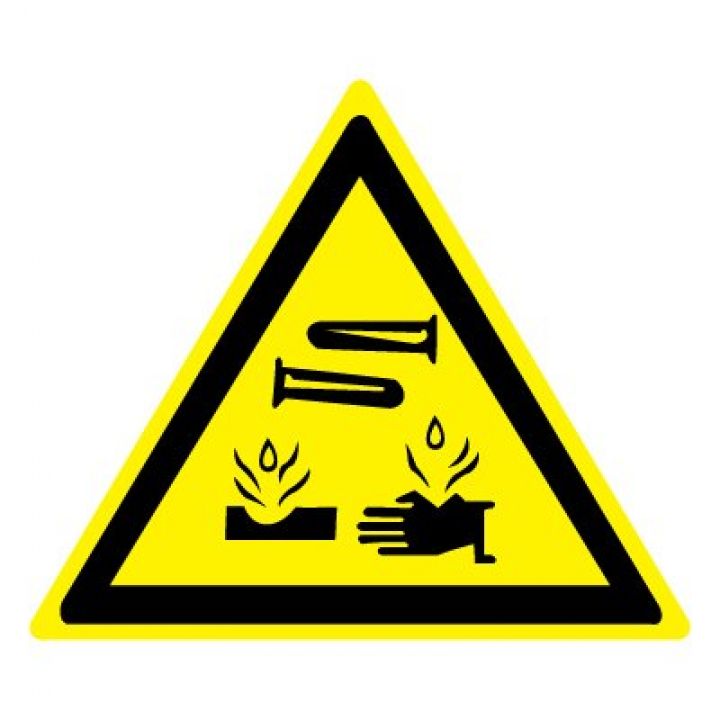 Знак Эксклюзив W04 Опасно. Едкие и коррозионные вещества (размер 200х200)