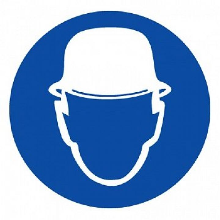 Знак Эксклюзив M02 Работать в защитной каске (шлеме) (размер 200х200)